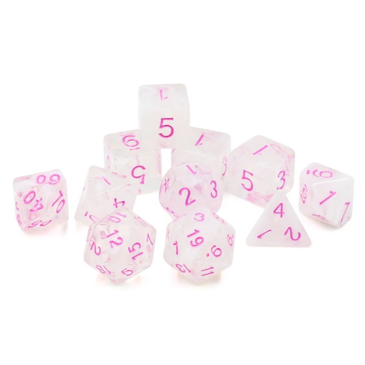 RPG kockakészlet, RGFK, Infinity, 11 darabos, átlátszó, 1x k4 (16 mm), 4x k6 (16 mm), 1x k8 (16 mm), 1x k10 (16 mm), 1x k00 (16 mm), 1x k12 (18 mm), 2x k20 (20 mm), Többszínű