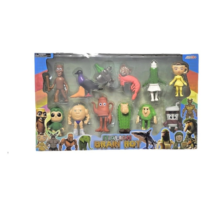 Set 12 Figurine, Mashashop, Italian Brain Rot, Tralalero Tralala, maro/multicolor, 10 cm