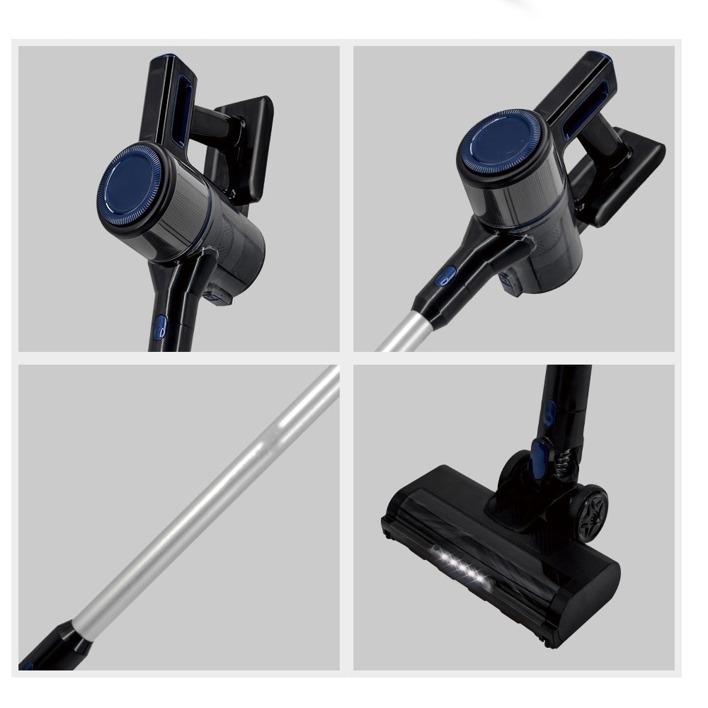 Aspirator portabil, fara fir 2 in 1, 300W, 1L, 22.2V, autonomie 35 minute, perie led, filtru lavabil, negru/argintiu