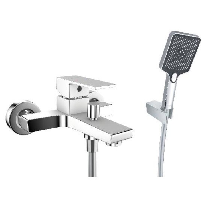 Kielle fali csaptelep, króm, 3 féle vízsugár, kézi zuhanykészlettel 120x110mm, tömlő hossza 1500mm