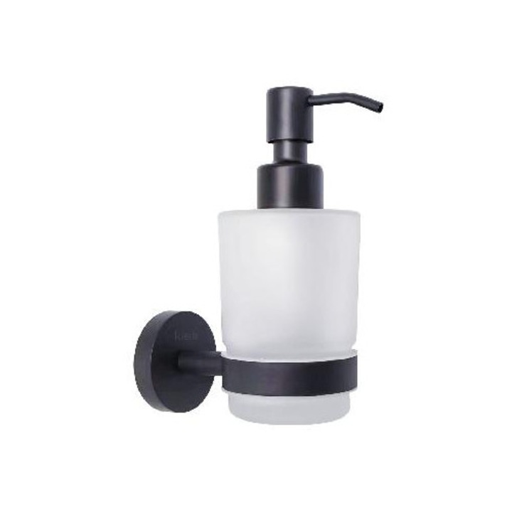 Szappanadagoló, Kielle, matt üveg, matt fekete, 200 ml