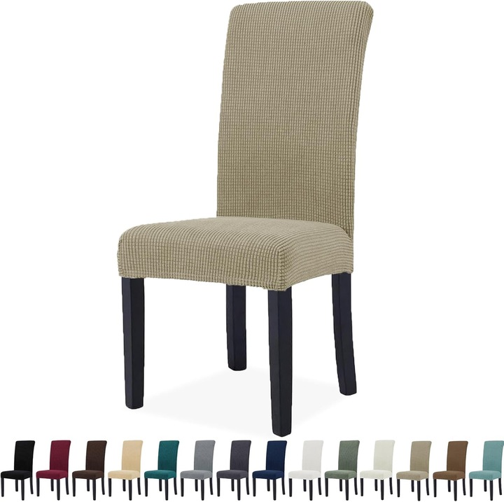 Set de 6 Huse Elastice Universale YSTELLAA, Protectie Scaune, Design Elegant, Culoare Maro Deschis, Dimensiuni 48-70x35-48cm, 35-51x35-74cm