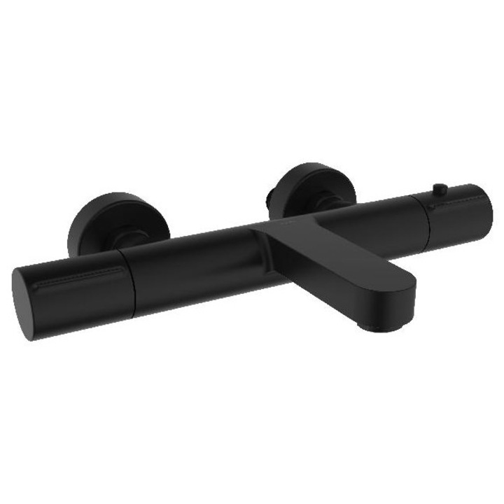 Kielle termosztátos kádcsaptelep, matt fekete, fali rögzítés, 150mm