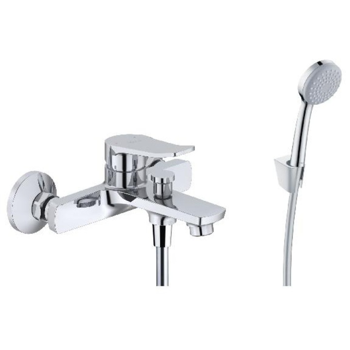 Kielle fürdőszobai csaptelep, króm, zuhanyfejjel és 1500 mm-es tömlővel, 35 l/perc, 35 mm-es kerámia betéttel, falra szerelhető