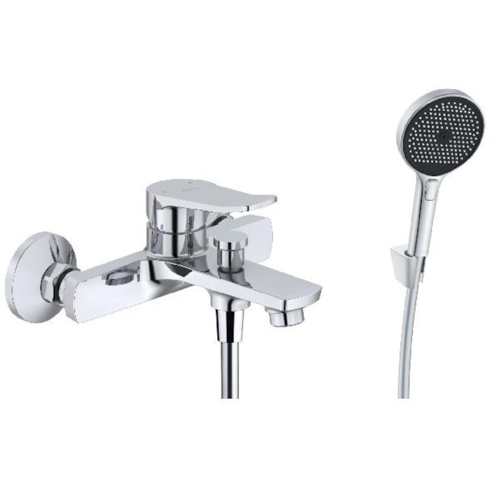 Kielle fali csaptelep, króm, 3 féle sugár, 130 mm-es kézi zuhanykészlettel, 1500 mm