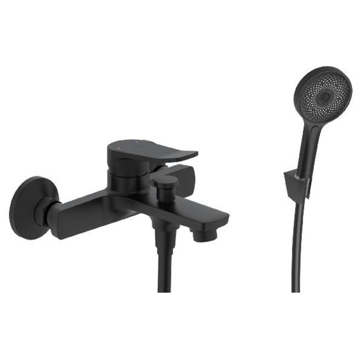 Kielle zuhanycsaptelep, matt fekete, 3 vízsugár típus, komplett szett, 1500 mm