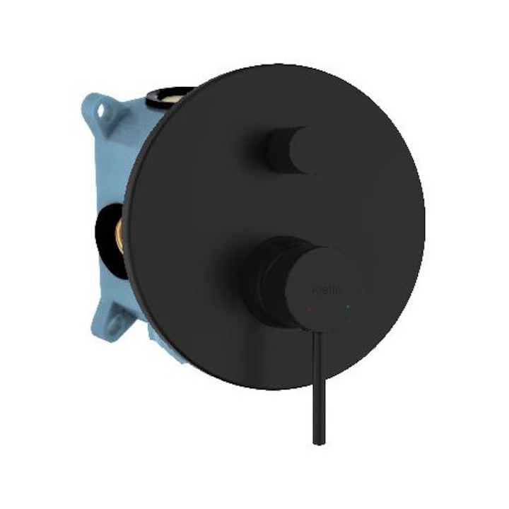 Kielle csaptelep pult alatti szereléshez, matt fekete, 2 fogyasztóhoz, kerámia patronnal