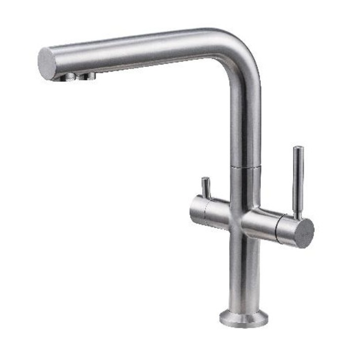 Kielle konyhai csaptelep, szűrőfunkcióval, rozsdamentes acél, 360°-ban forgatható, ezüst