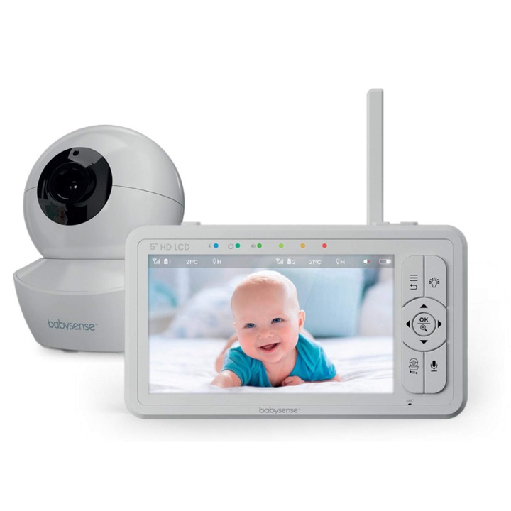 Babysense HDS2 bébi videómonitor, 720P, 5 hüvelykes, Wi-Fi nélküli, 300 m hatótávolság