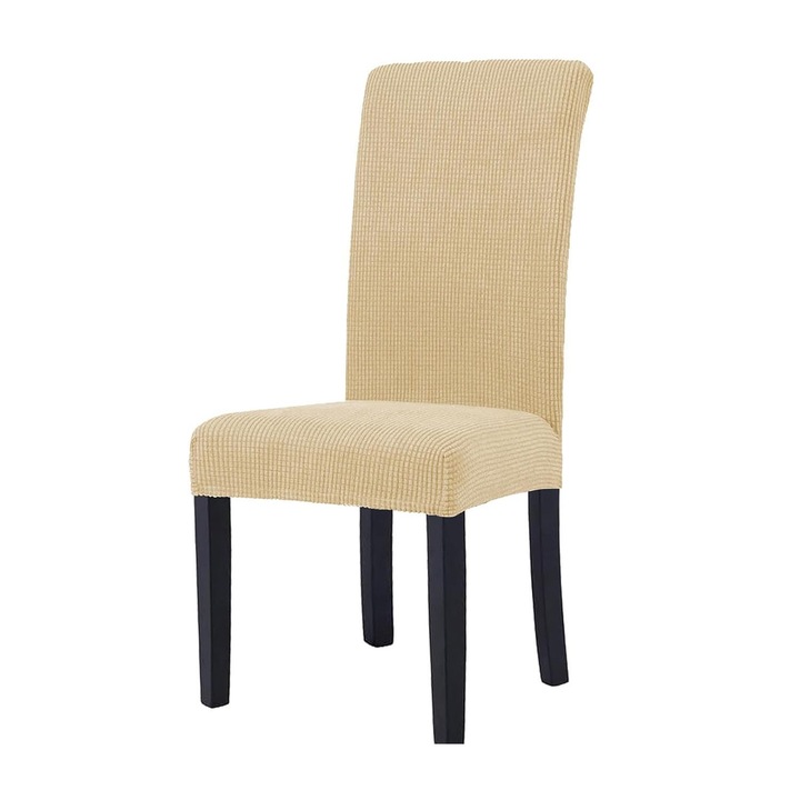 Set de 4 Huse Elastice Universale YSTELLAA pentru Scaune, Bej, 35-51x35-74cm