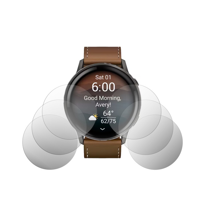 Set 6X Folie Protectie Ecran Folie24, pentru Garmin Venu 4 - 45 mm, 3X Ultra-Clear + 3X Mate, Adezive, Flexibile cu Auto Regenerare
