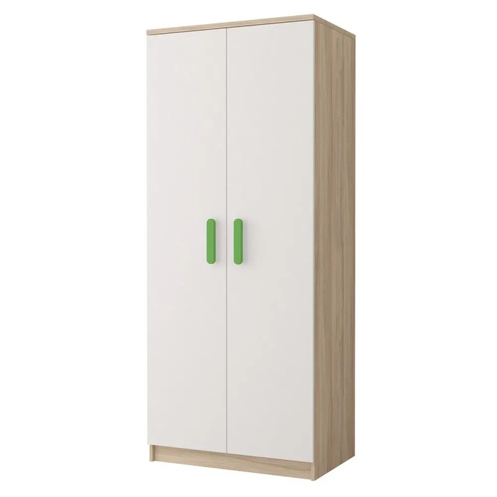 Dulap Expomob SMYK III - 06, 2 usi, dimensiune 80x50x193 cm, culoare corp sonoma, front alb si verde