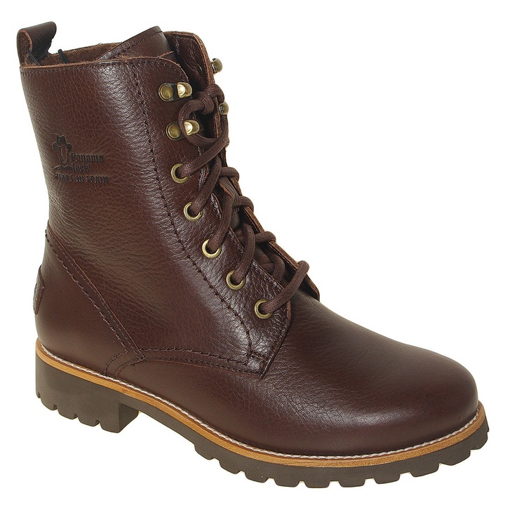 Botine dama Panama Jack, Fara, piele naturala, culoare maro, impermeabile, cu fermoar si sireturi