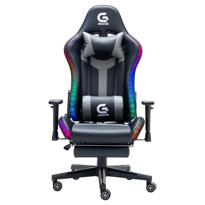 Scaun Gaming Topscaune, Premium, Masaj, Boxe Bluetooth, Negru/Gri