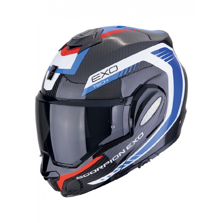 Casca SCORPION EXO-TECH, carbon, negru/albastru/rosu, marimea XL