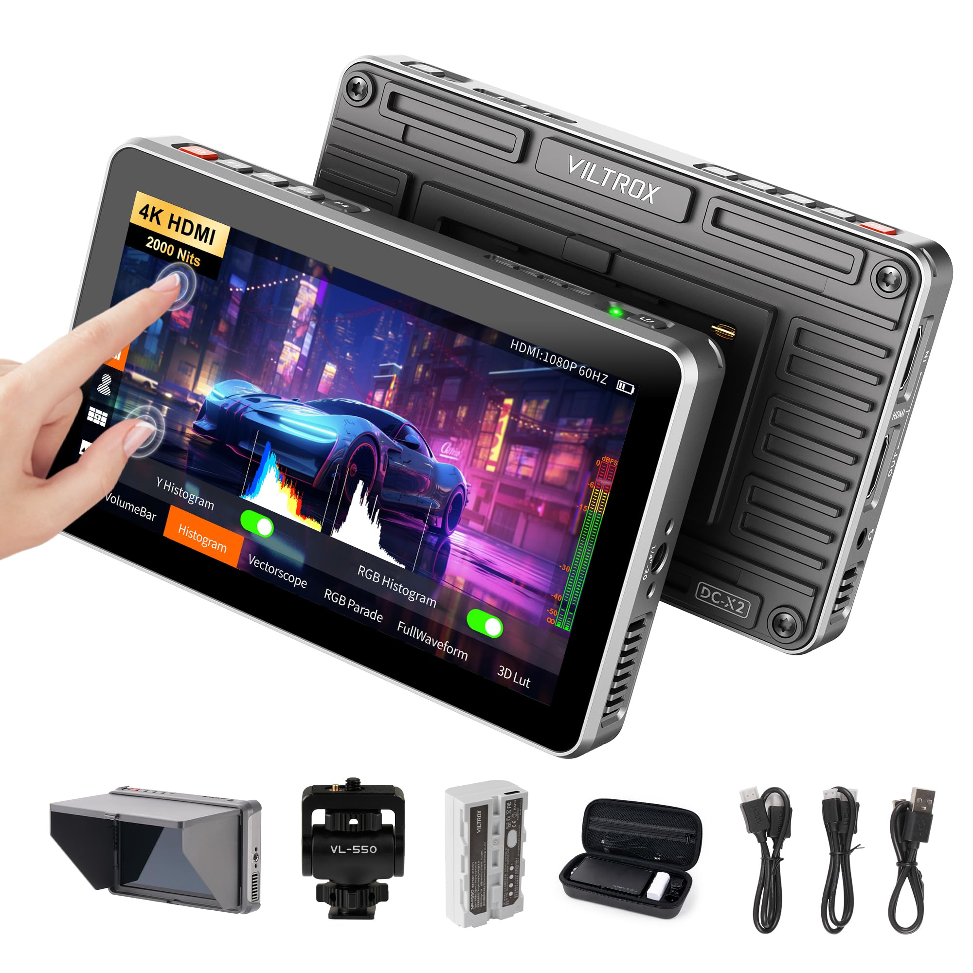 Viltrox Dc-X2 Monitor De Teren Pentru Camera 2000 Nit, Ecran