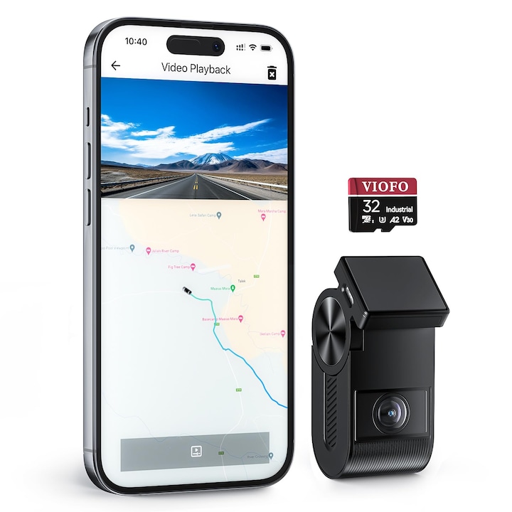 Viofo Vs1 Mini Autós Kamera 2K Starvis 2 Érzékelővel, Beépített 32 GB-os Kártya, 5 GHz-es Wi-Fi, Hangvezérlés, 2560 X 1440P Autós Kamera, Beépített GPS, HDR Autós Kamera, Hangalapú Kimenet, Parkolásfigyelés