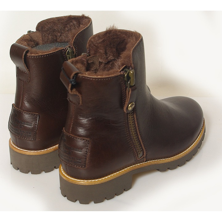 Botine dama Panama Jack, Fiore Trav B2, maro, piele naturala, impermeabile, cu fermoar