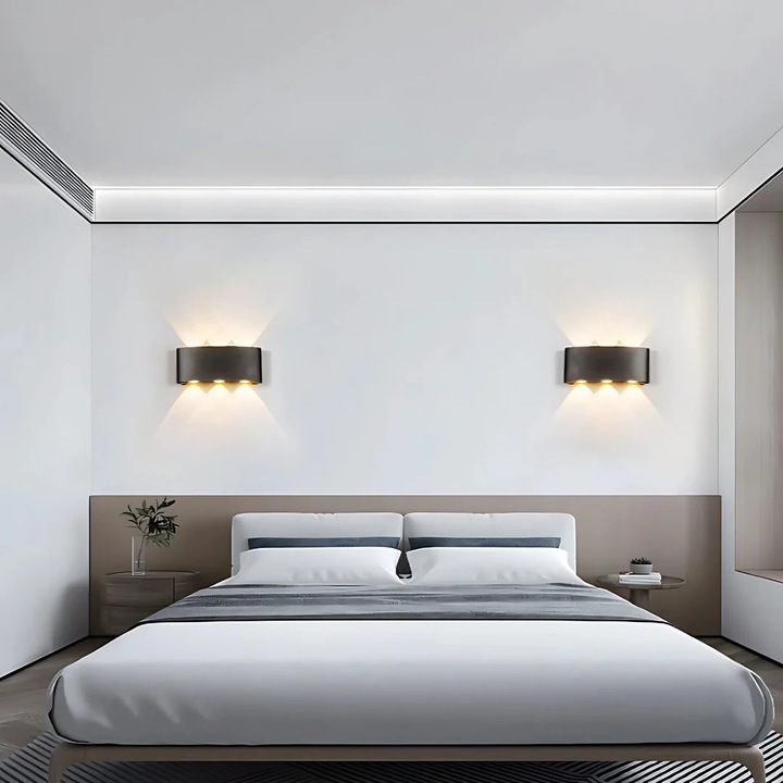 Aplica LED Exterior Ellis, 6W, 17*8*5, Lumina Calda, Negru, ABS