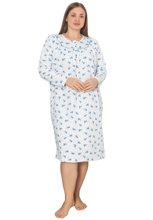 Camasa de Noapte Vatuita Bumbac, Albastru