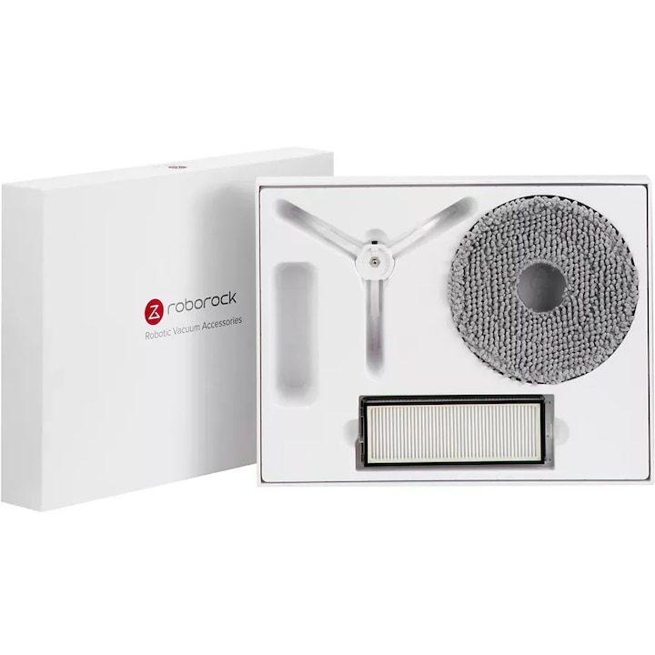 Set accesorii originale Roborock Q Revo MaxV, Q Revo S, Q Revo Pro, Q Revo Plus, 2x laveta, 1x filtru, 1x perie laterala alba