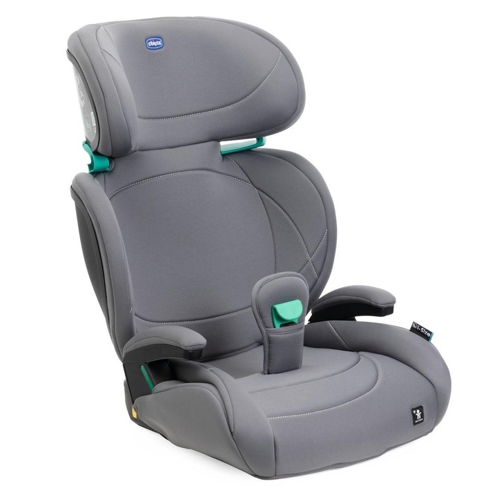 Scaun auto copii Chicco Quizy Lite i-Size, 100-150 cm, 4.5 kg, reglabil, gri