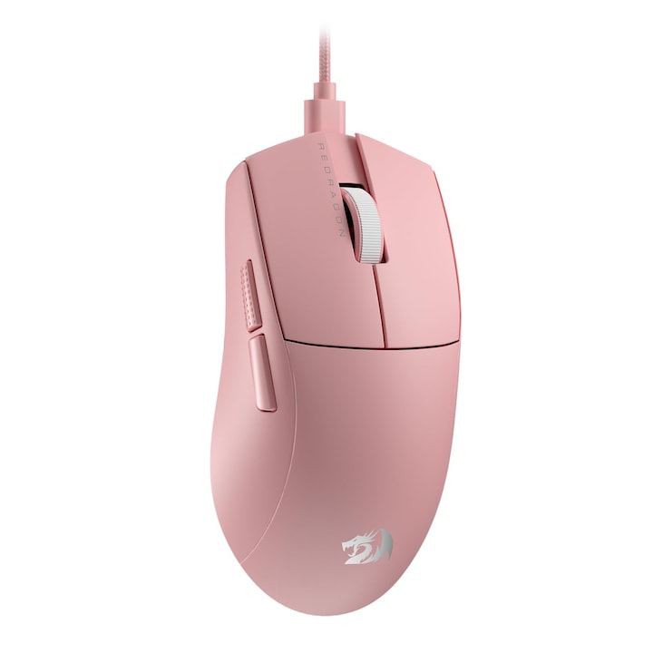 Redragon M724 Геймърска Мишка С Кабел, 42G, Ултра-Лека, 12400 Максимални Dpi, Оптична Геймърска Мишка С 5 Програмируеми Бутона, Естествена Ергономична Дръжка, Софтуер Който Поддържа Diy Клавиши И Dpi, Розова