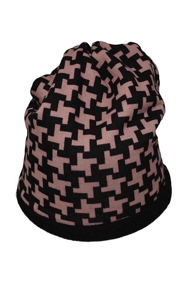 Caciula rafinata, realizata din material textil, D&J Exclusive, negru/pudra,universala