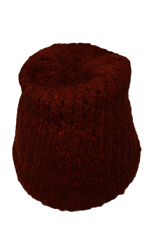 Caciula de iarna din material tricotat, model ajurat,D&J Exclusive, visiniu, universala