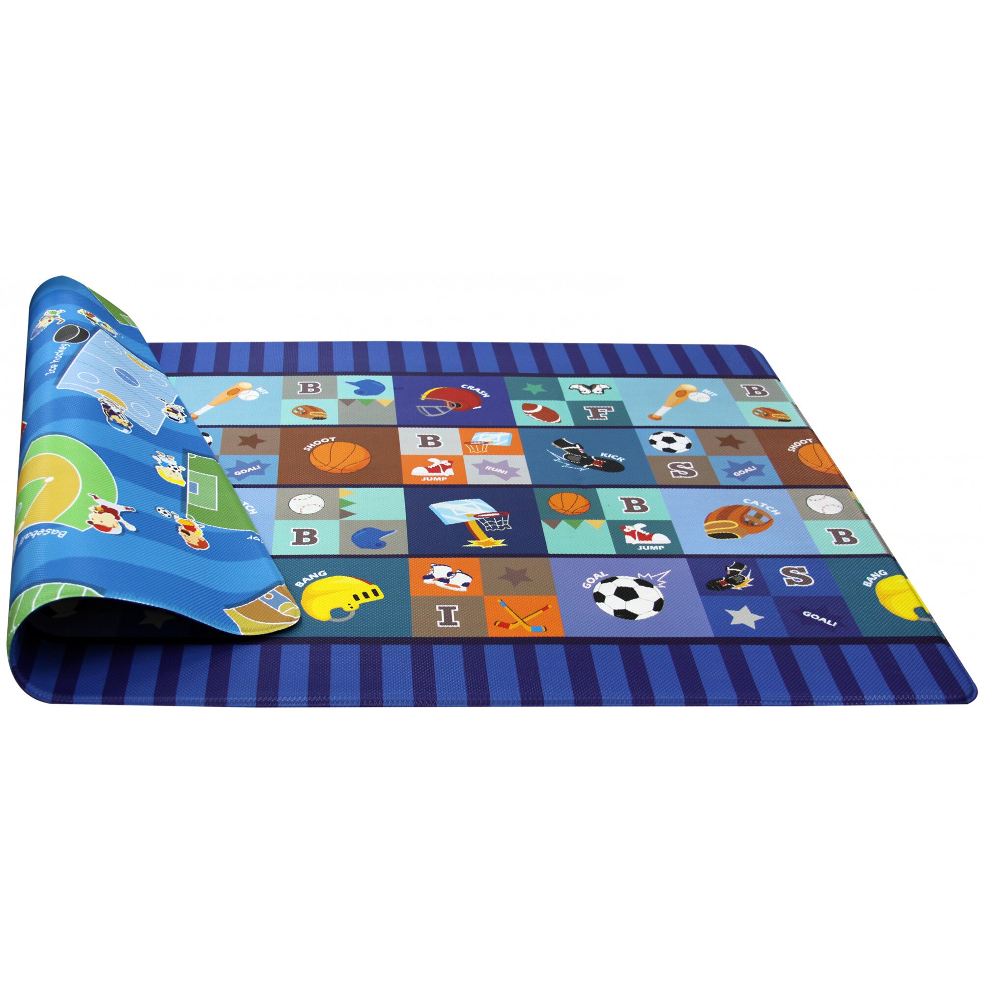 Covor pentru copii, educativ, premium, Lumea Jocului(Star Player), cu 2 fete, 190x130x15