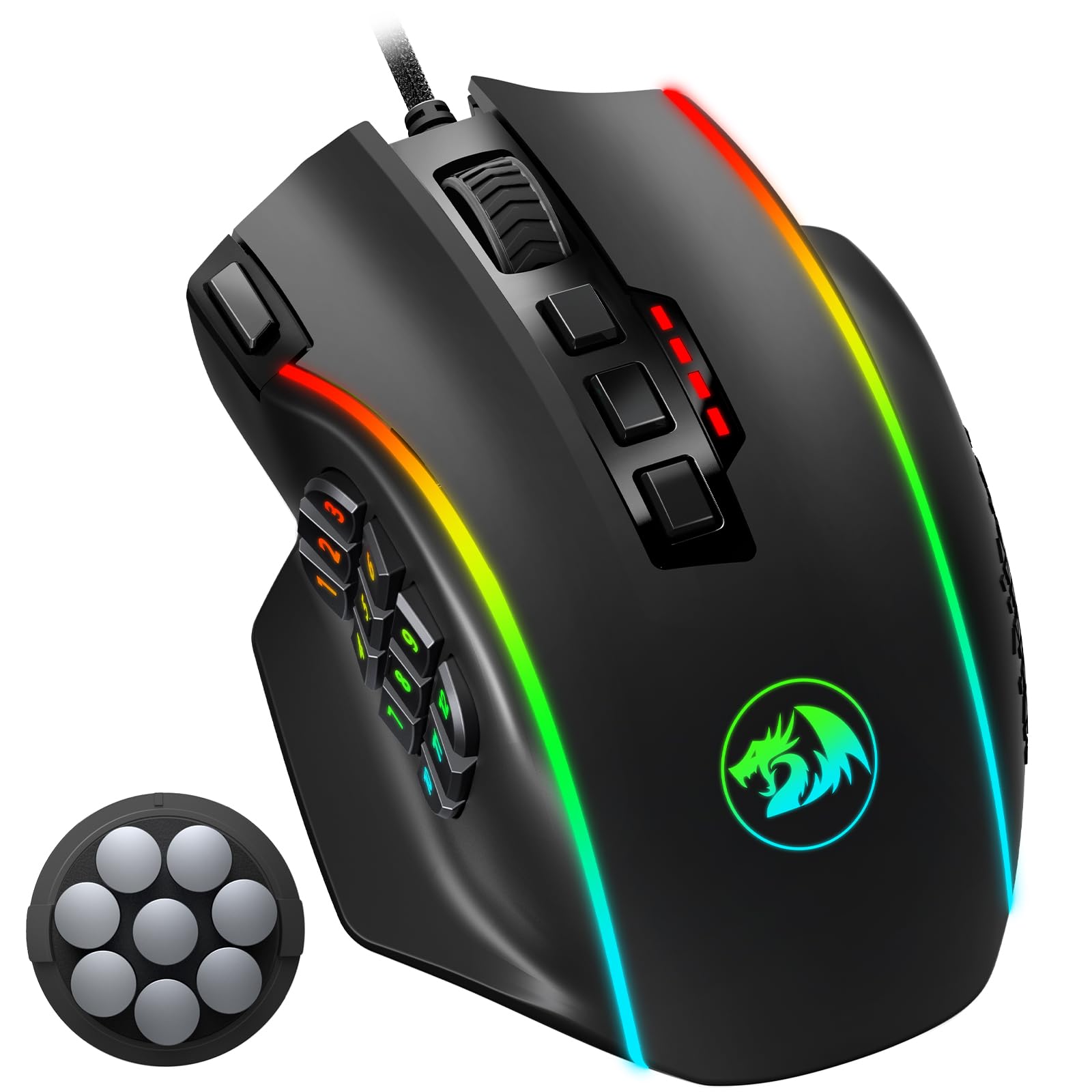 Mouse Optic Redragon Rgb Mmo Cu 12 Butoane Laterale, Mouse De