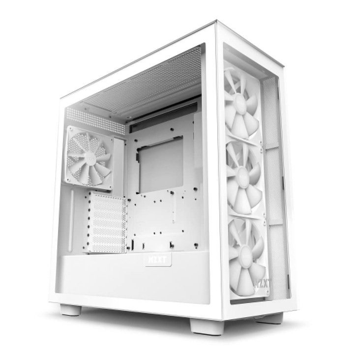 Nzxt H7 Elite 2023 - Cm-H71Ew-02 - Кутия за компютър Mid-Tower Atx - Usb-C Порт - Преден и страничен панел от закалено стъкло - 3 включени Rgb вентилатора от серия F 140 мм - Подготвена за водно охлаждане - Бял