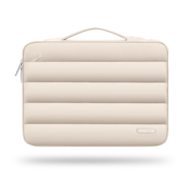 Husa De Laptop Mosiso 360° Cu Protectie Pentru 15-16 Inch, Husa Pufoasa Pentru Laptop De 15, 6 Inch, Compatibila Cu Macbook Pro 16, Hp, Dell, Asus, Acer, Buzunar Lateral Orizontal Cu Deschidere Din Poliester, Culoare Nisip