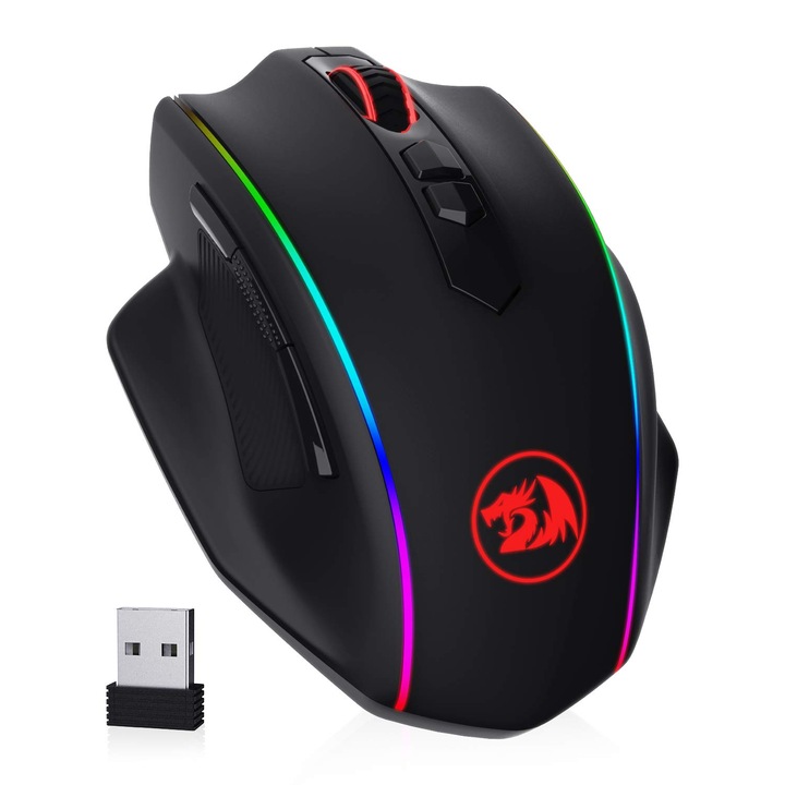 Безжична геймърска мишка Redragon M686 Vampire Elite, кабелна/безжична мишка 16000 DPI с професионален сензор, 45 часа непрекъсната работа, персонализирано макро и RGB подсветка