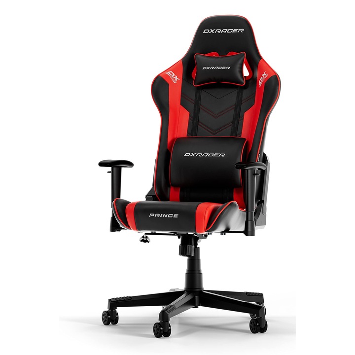 Dxracer Prince L Оригинален геймърски стол от PVC кожа, черен и червен