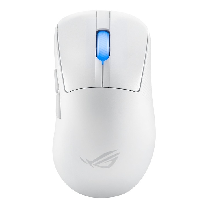 Безжична геймърска мишка Asus Rog Keris Ii Ace Aimpoint, бяла (ергономична, оптичен сензор Rog Aimpoint Pro, 42 000 DPI, оптични микропревключватели Rog, USB, Bluetooth, HF 2.4 GHz Rog Speednova, бяла)