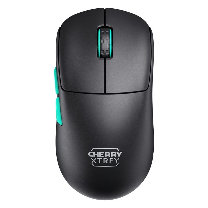 Cherry Xtrfy M68 Wireless, Ултра-лека безжична геймърска мишка, 2.4 GHz безжична връзка, Оптимизирана за електронни спортове, Симетрична форма с изключително ниска предна част, Черна