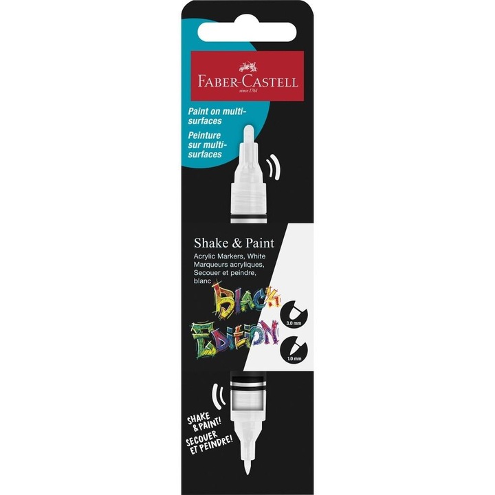 Marker acrilic Faber-Castell, alb, 1 buc, doua capete