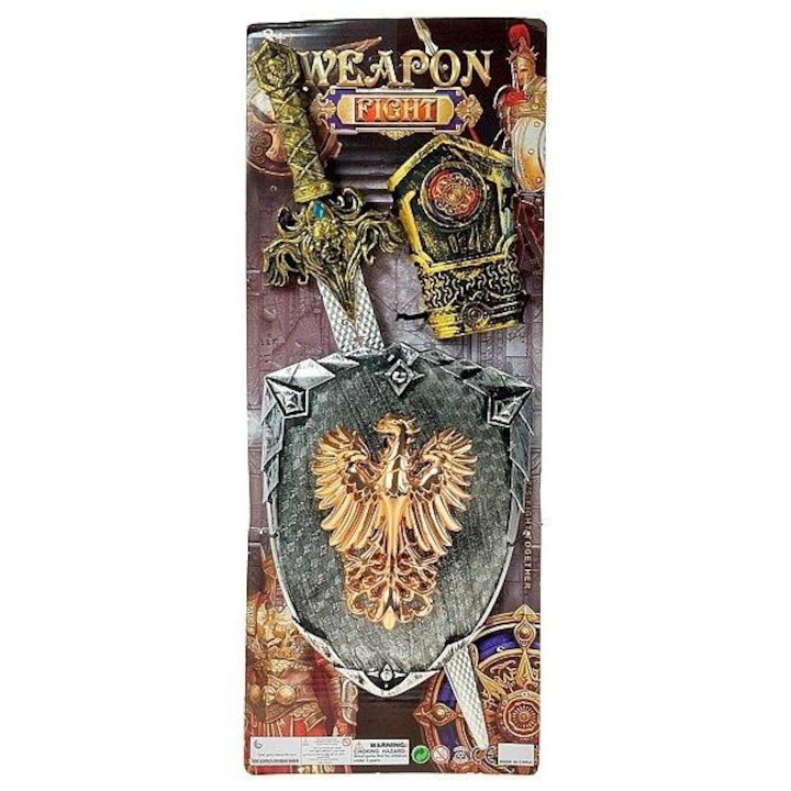 Set arme de jucarie, ADAR, scut si sabie, 53x21x3cm