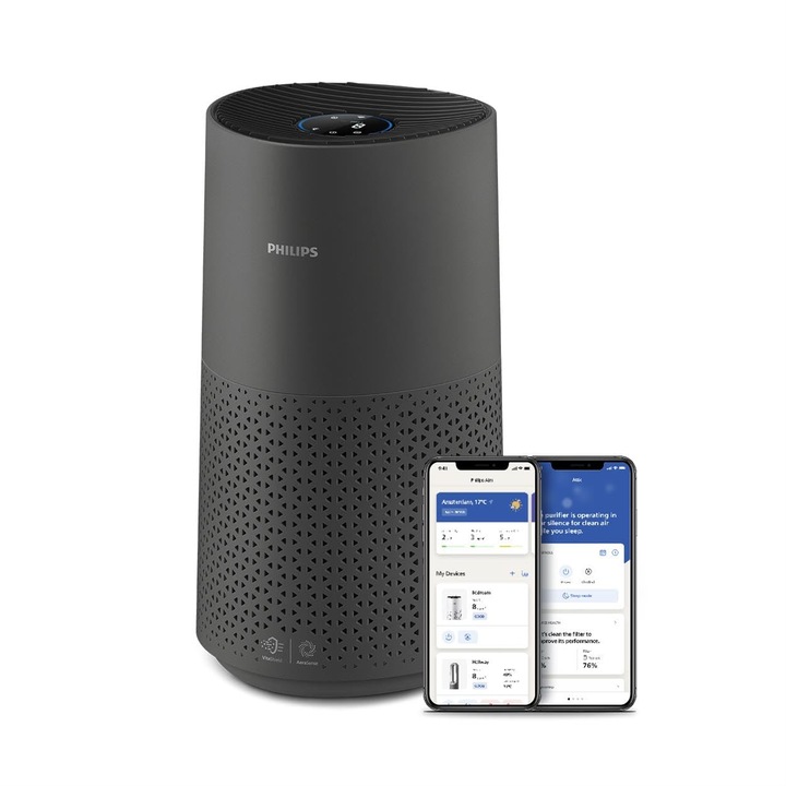 Purificator de Aer Philips Smart Seria 1000I, Elimina 99,97% din Polen si Alergii, Conectivitate Wi-Fi, Ultra-Silentios, AC1715/11