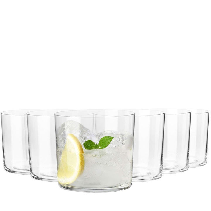 Krosno Cidros Poharak, Gyümölcslé Poharak, Italos Poharak, 6 Darabos Szett, 420 ml Összesen (350 ml Használható), Mixology Kollekció, Tökéletes Otthonra, Éttermekbe és Partikra, Mosogatógépben Mosható, Üvegből Készült