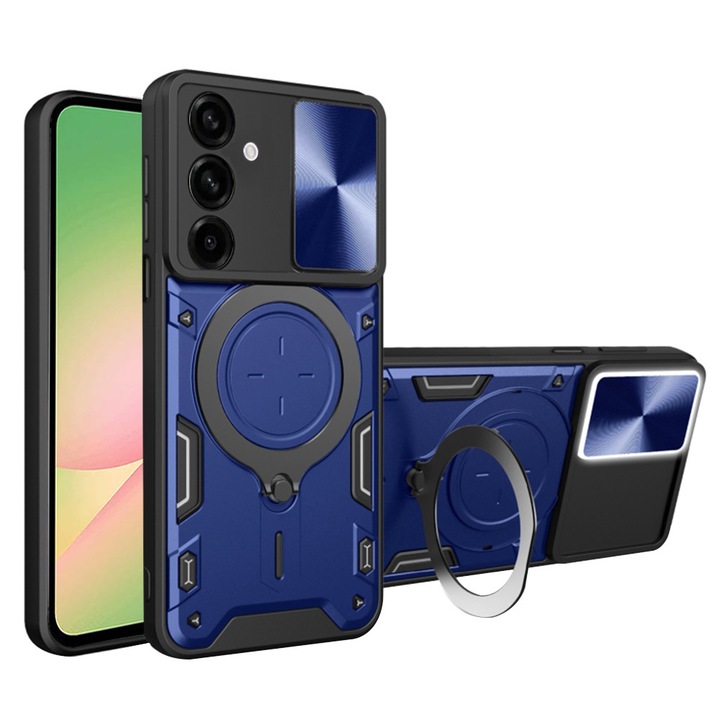 Husa antisoc pentru Samsung Galaxy A56 5G cu protectie camera, Accesorio CamGuard Pro, Albastru