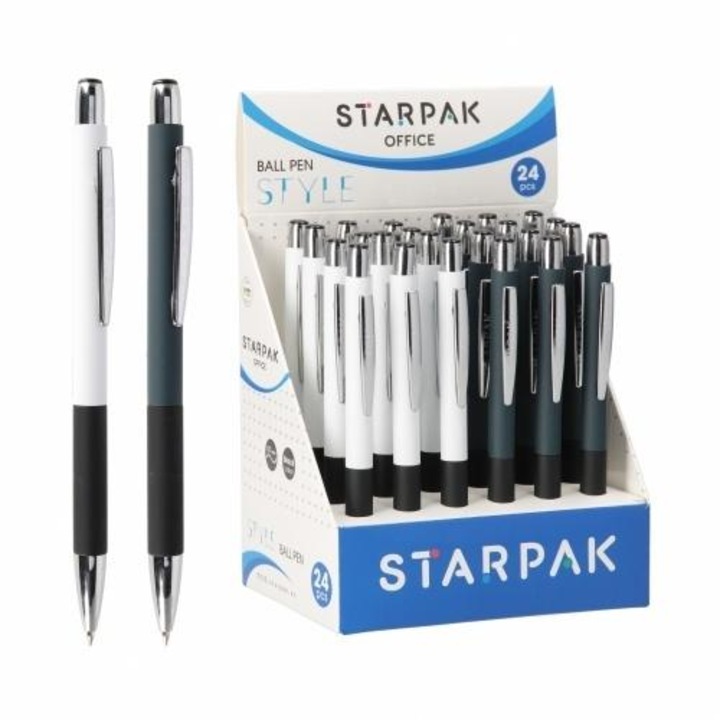 Pixuri automate Starpak, 0,7mm, cerneala neagra, set 24 bucati, 14x9x13cm