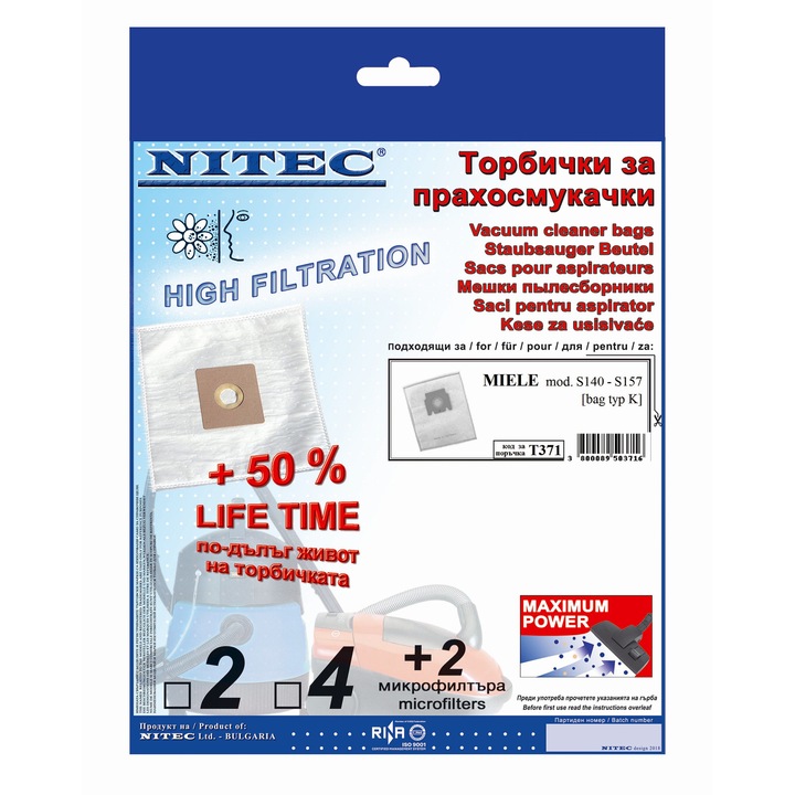 Porzsák NITEC porszívókhoz, kód T371