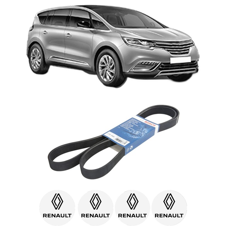 Curea transmisie accesorii RENAULT ESPACE V (JR_) 1.6 dCi 130 din 2015-2023, auto, Bosch, 4x Stickere auto cu RENAULT