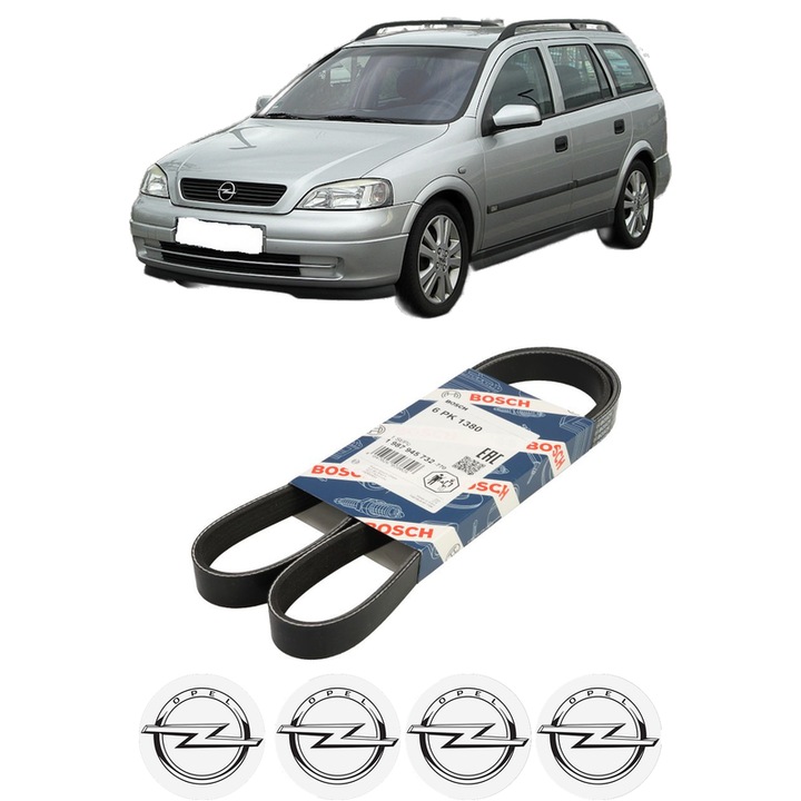 Curea transmisie accesorii OPEL ASTRA H Estate Van (L70) 1.9 CDTI 16V (L70) din 2004-2010, auto, Bosch, 4x Stickere auto cu OPEL