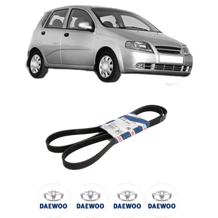 Curea transmisie accesorii DAEWOO KALOS (KLAS) 1.4 16V din 2003, auto, Bosch, 4x Stickere auto cu DAEWOO