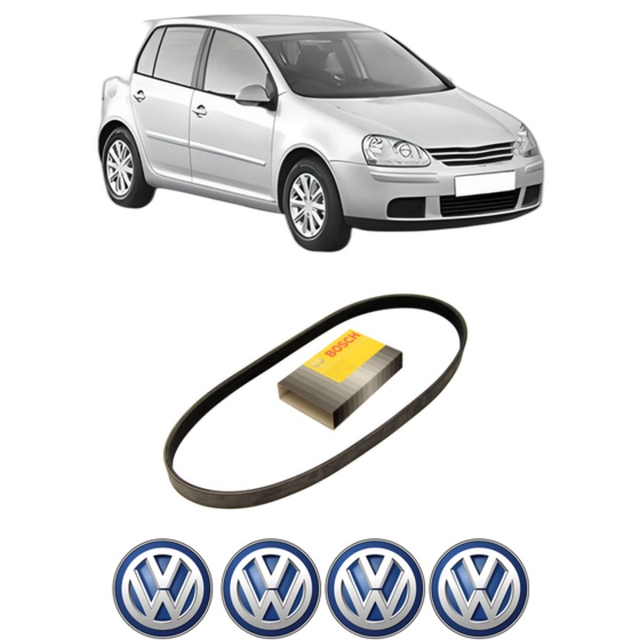 Curea transmisie accesorii Volkswagen GOLF V (1K1) 2.0 din 2005-2008, auto, Bosch, 4x Stickere auto cu Volkswagen