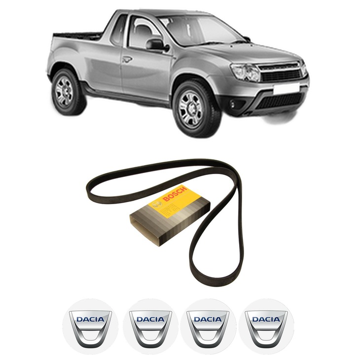 Curea transmisie accesorii DACIA LOGAN Pickup (US_) 1.6 din 2008, auto, Bosch, 4x Stickere auto cu DACIA