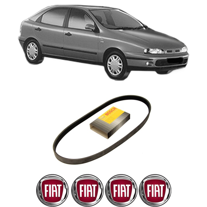 Curea transmisie accesorii FIAT BRAVA (182_) 1.9 JTD 105 din 1998-2001, auto, Bosch, 4x Stickere auto cu FIAT
